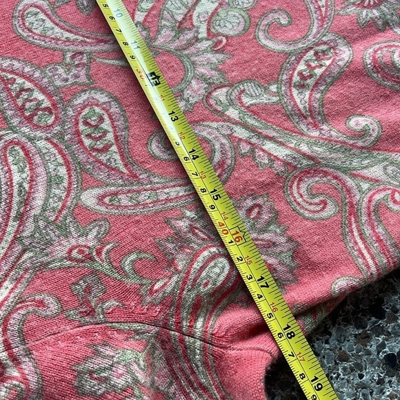Talbots silk/ cashmere paisley print women’s size M sweater pink w/cream & green - Picture 10 of 10